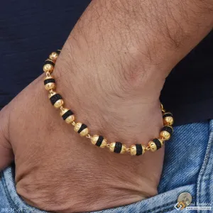 Etched Design High-Quality Gold Plated Rudraksha Bracelet for Men - Style C917
