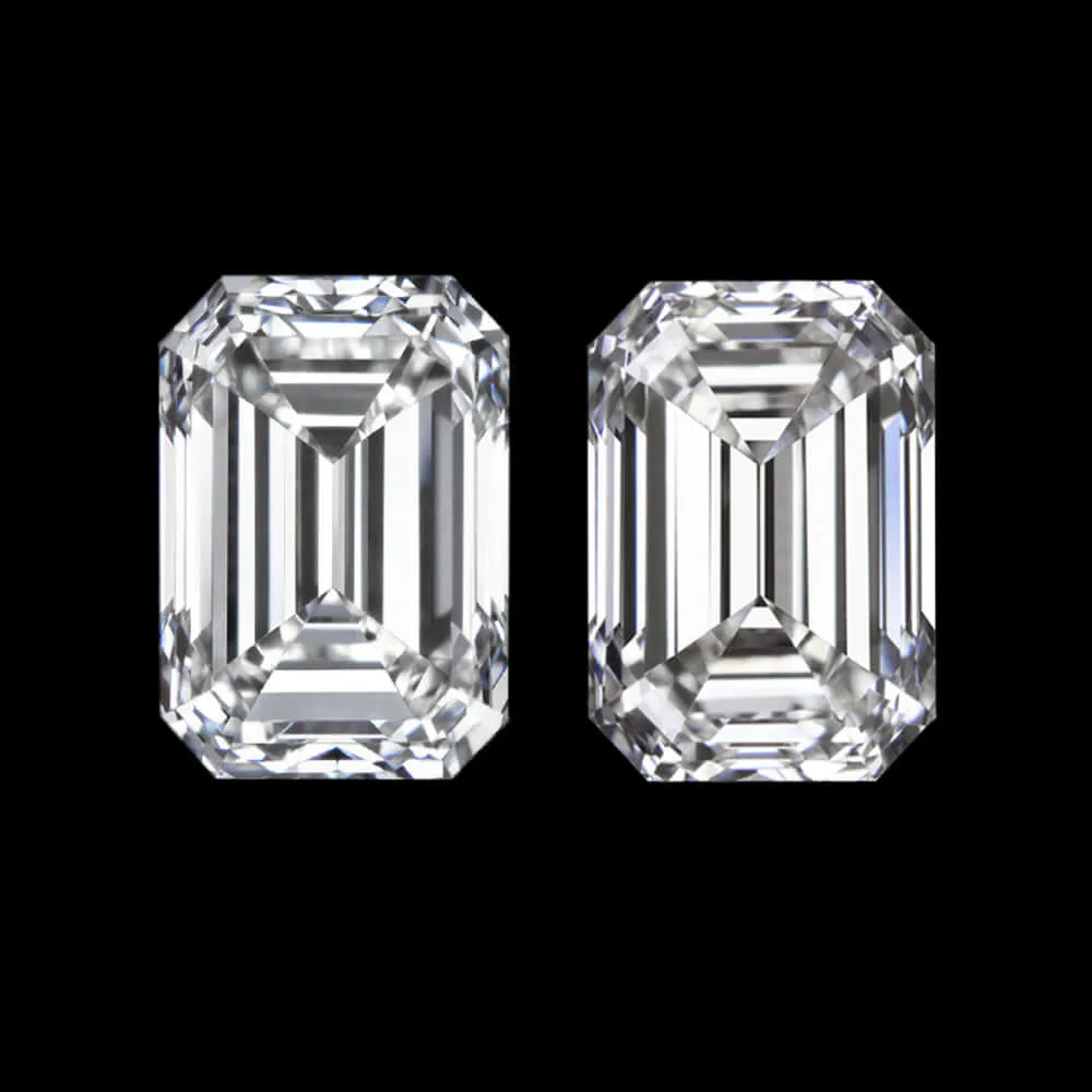 F VS 0.80ct EMERALD CUT DIAMOND MATCHING PAIR STUD EARRINGS LOOSE 3 STONE ACCENT