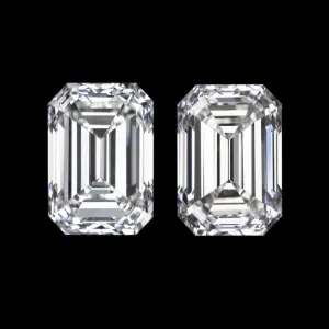 F VS 0.80ct EMERALD CUT DIAMOND MATCHING PAIR STUD EARRINGS LOOSE 3 STONE ACCENT