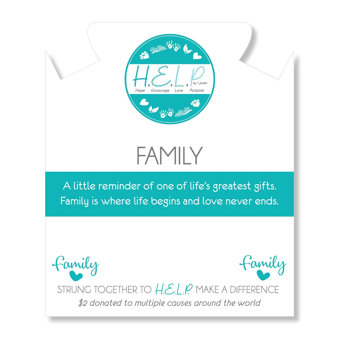 Family Charm with Blue and White Jade Charity Bracelet