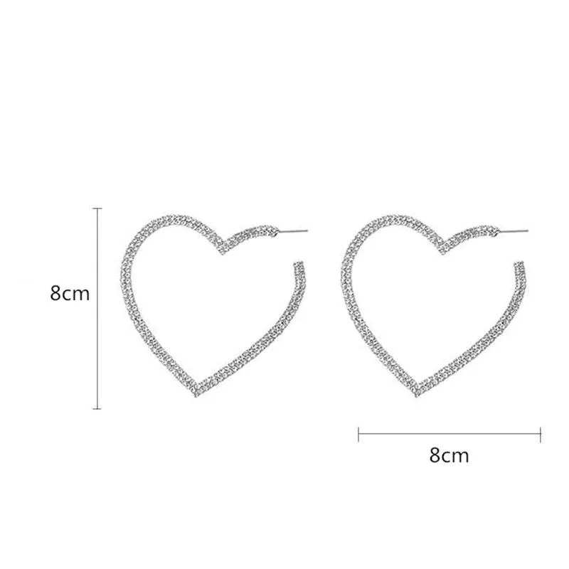Fancy and Extravagant Rhinestone Heart Earrings