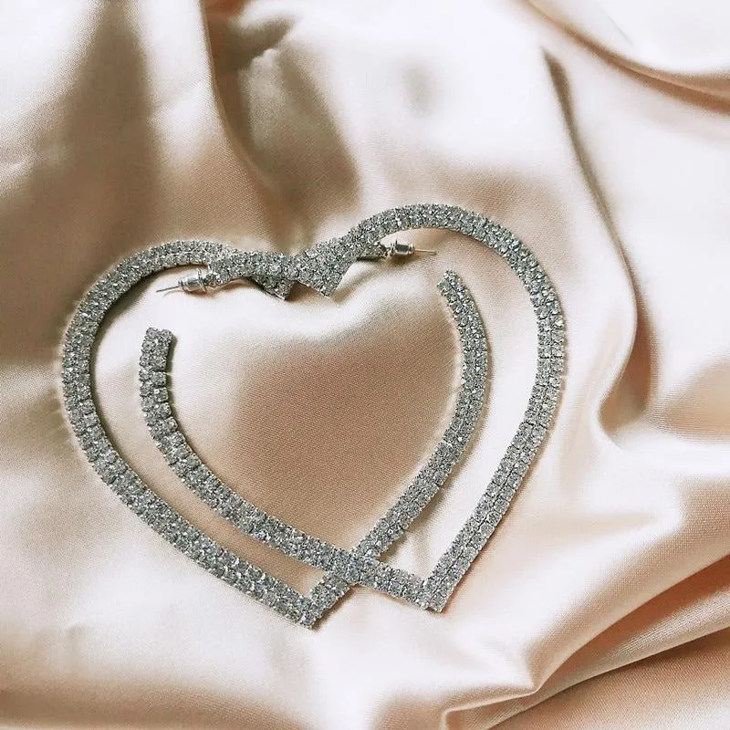Fancy and Extravagant Rhinestone Heart Earrings
