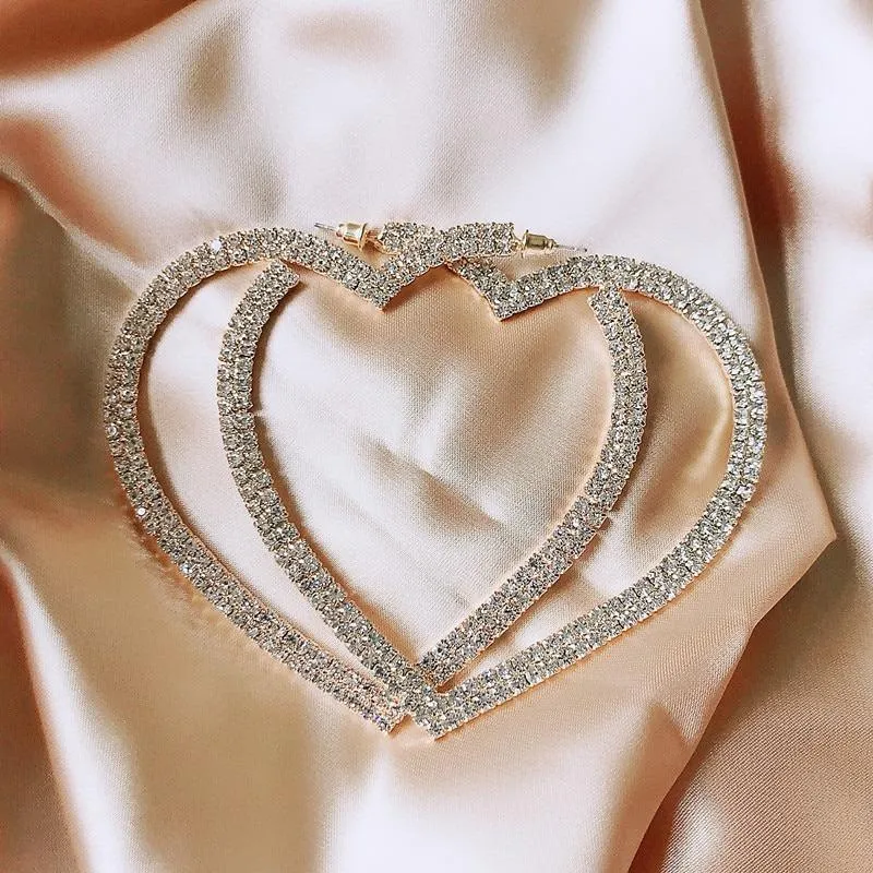 Fancy and Extravagant Rhinestone Heart Earrings