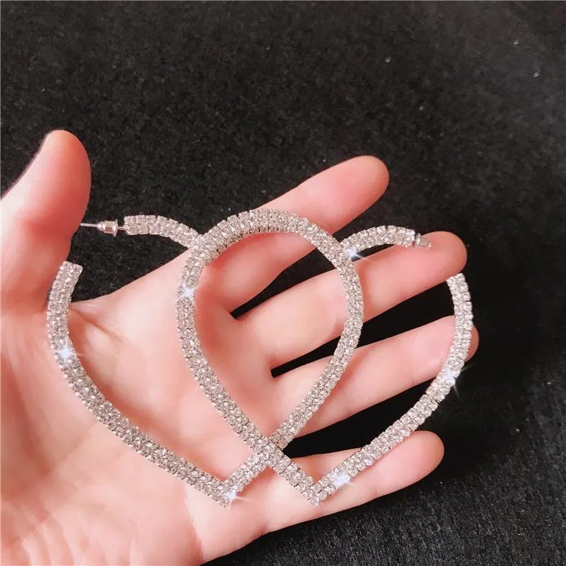 Fancy and Extravagant Rhinestone Heart Earrings