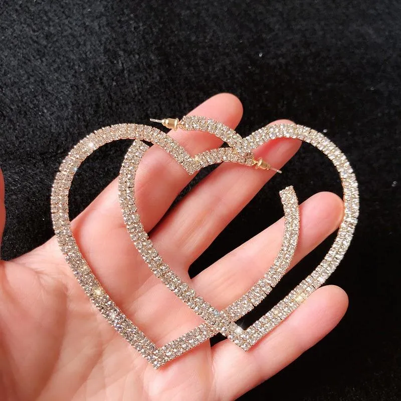 Fancy and Extravagant Rhinestone Heart Earrings