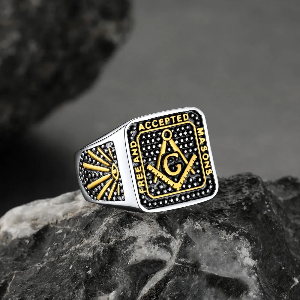Flash Sale Masonic Freemason Stainless Steel Ring For Men