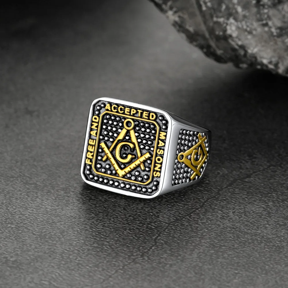 Flash Sale Masonic Freemason Stainless Steel Ring For Men