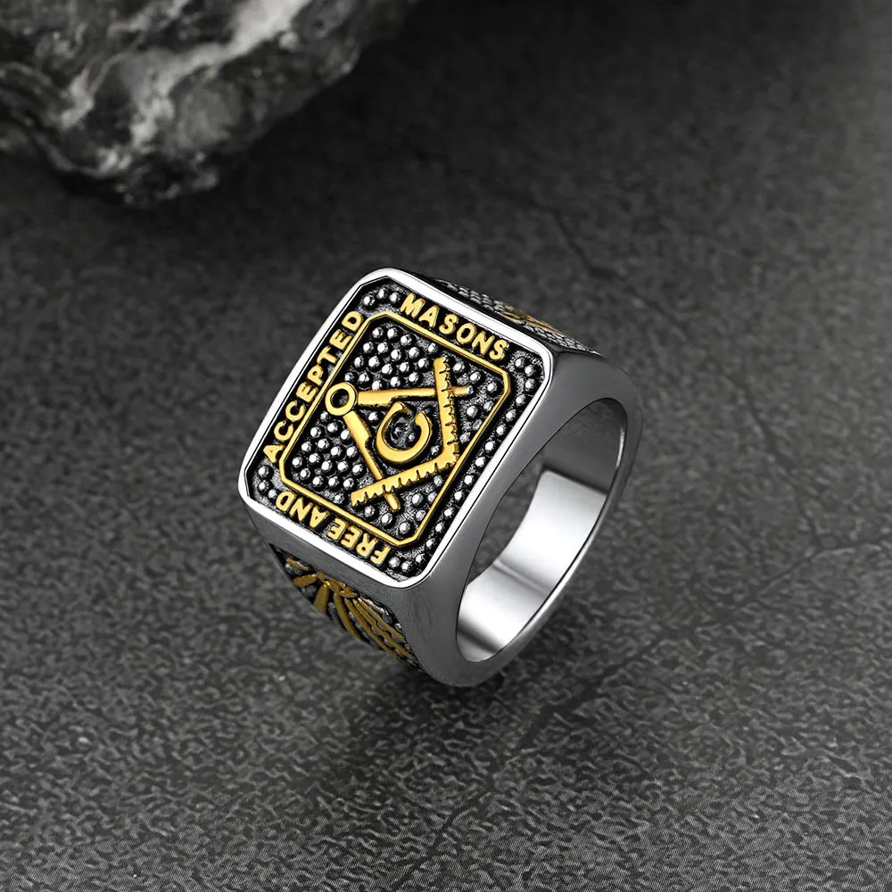 Flash Sale Masonic Freemason Stainless Steel Ring For Men