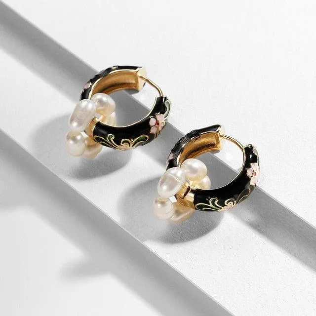 Flower Huggie Hoop Earrings