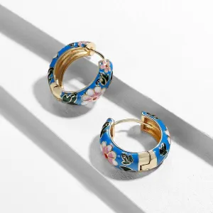 Flower Huggie Hoop Earrings