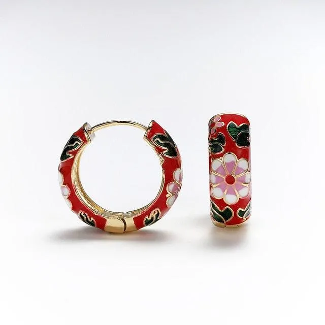 Flower Huggie Hoop Earrings