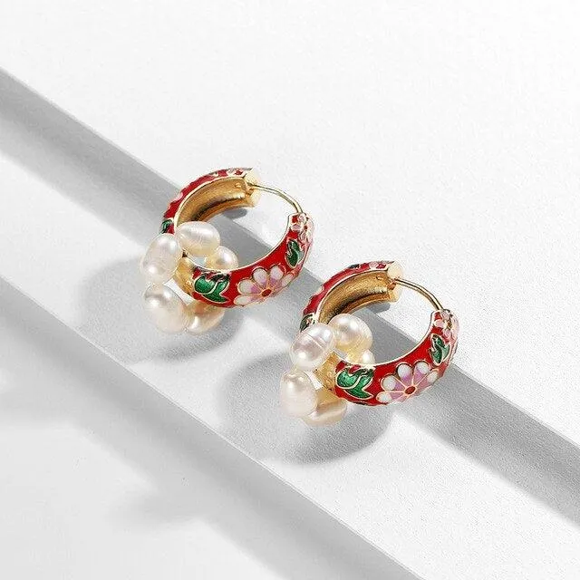Flower Huggie Hoop Earrings