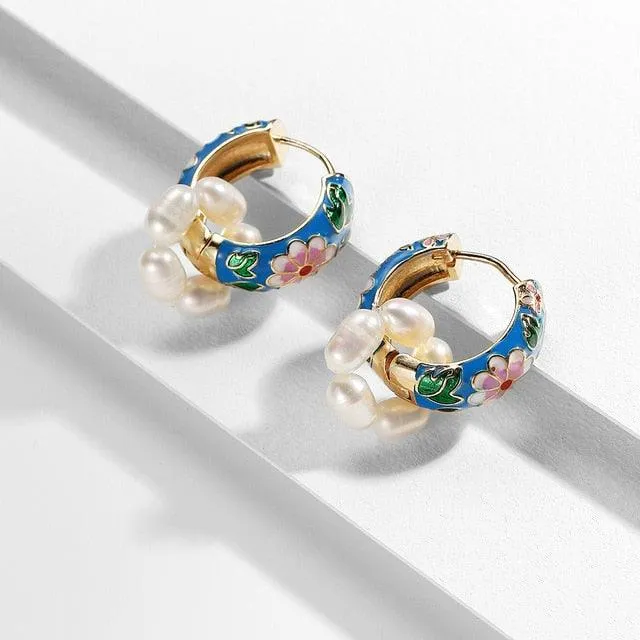 Flower Huggie Hoop Earrings