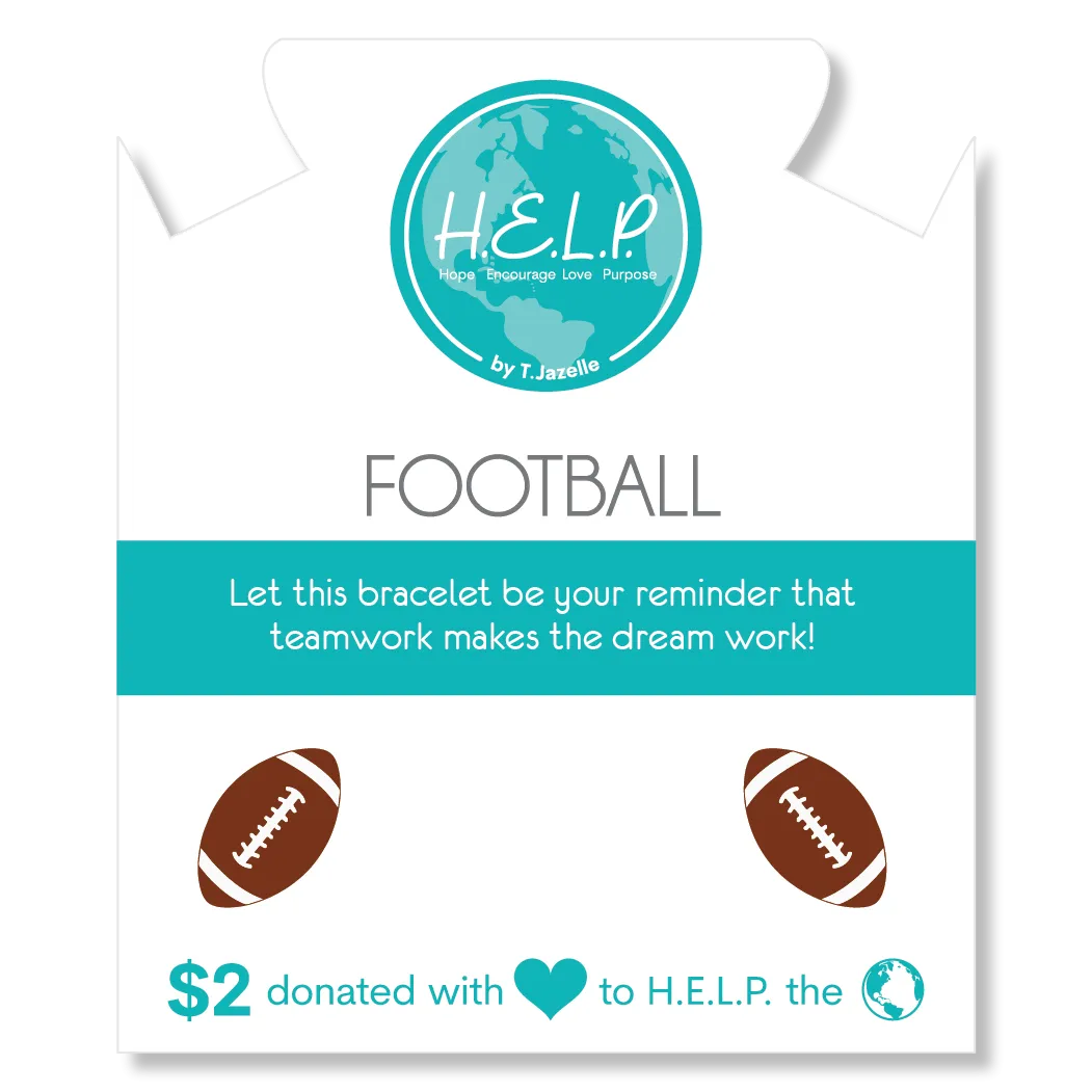 Football Enamel Charm with Blue and White Jade Charity Bracelet