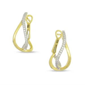 Frederic Sage 14K Yellow Gold Small Crossover Hoop Diamond Earrings
