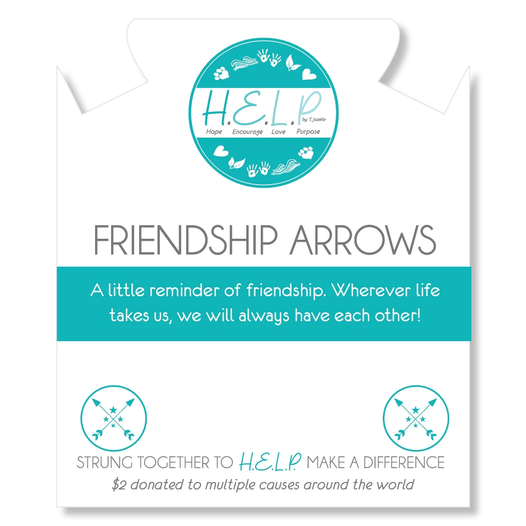 Friendship Arrows Charm with Blue Zebra Jade Charity Bracelet