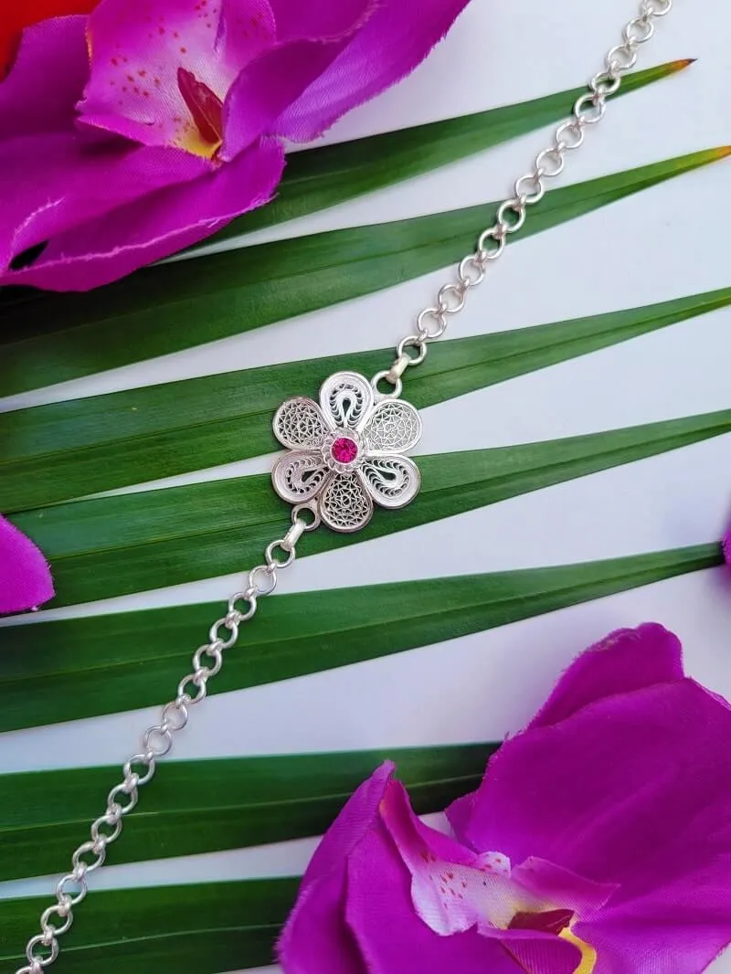 Full bloom - Silver rakhi