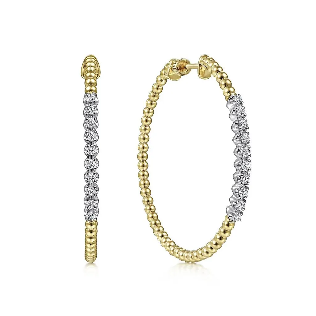 Gabriel & Co 14k Yellow Gold Bujukan Diamond Classic Hoop Earrings - .42cttw
