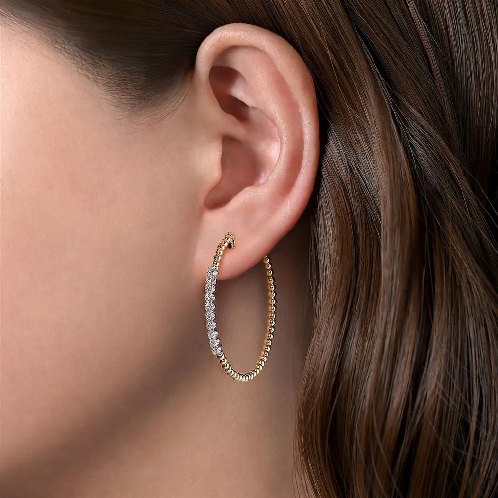 Gabriel & Co 14k Yellow Gold Bujukan Diamond Classic Hoop Earrings - .42cttw