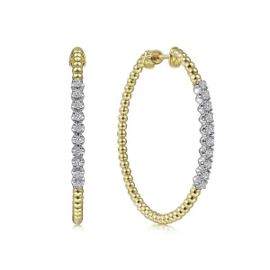 Gabriel & Co 14k Yellow Gold Bujukan Diamond Classic Hoop Earrings - .42cttw
