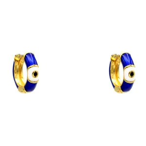 Gold Cubic Zirconia Evil Eye Hoop Earrings