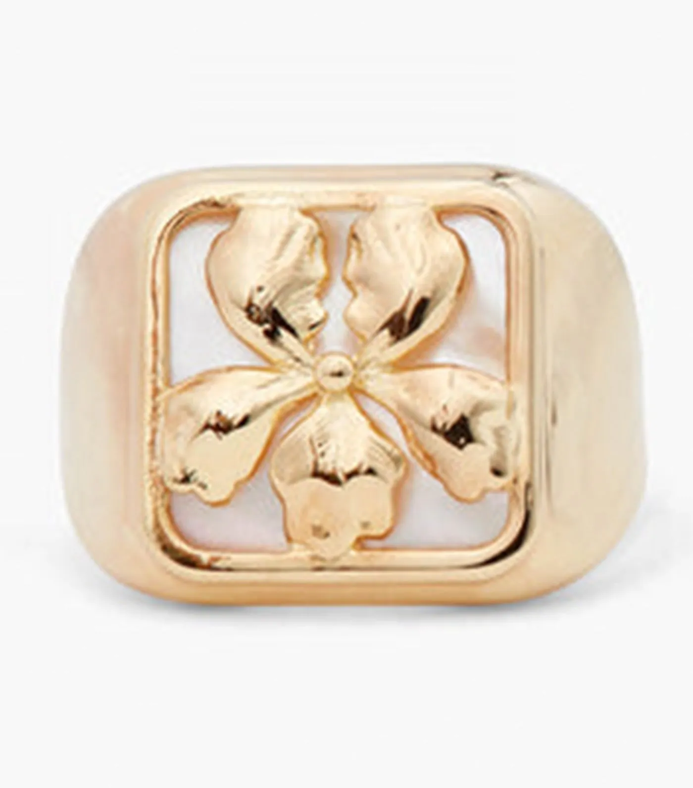 Gold Iris On Mother Of Pearl Ring