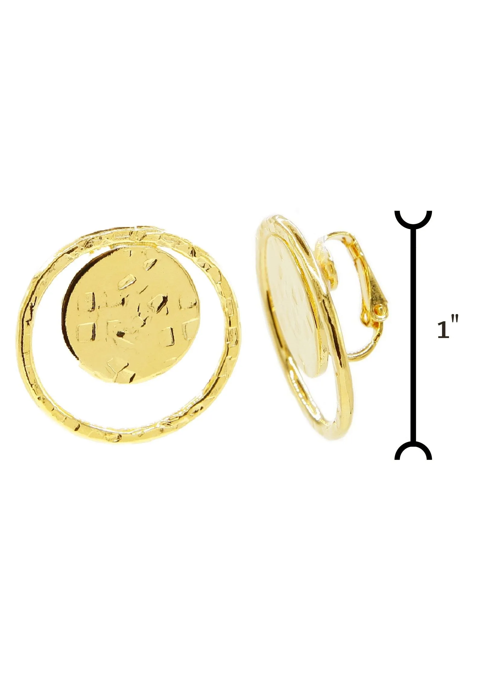 Gold Peacock Eye Clip On Earrings