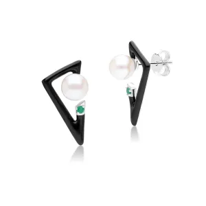 Grand Deco Smaragd & Perle Retre Ohrringe