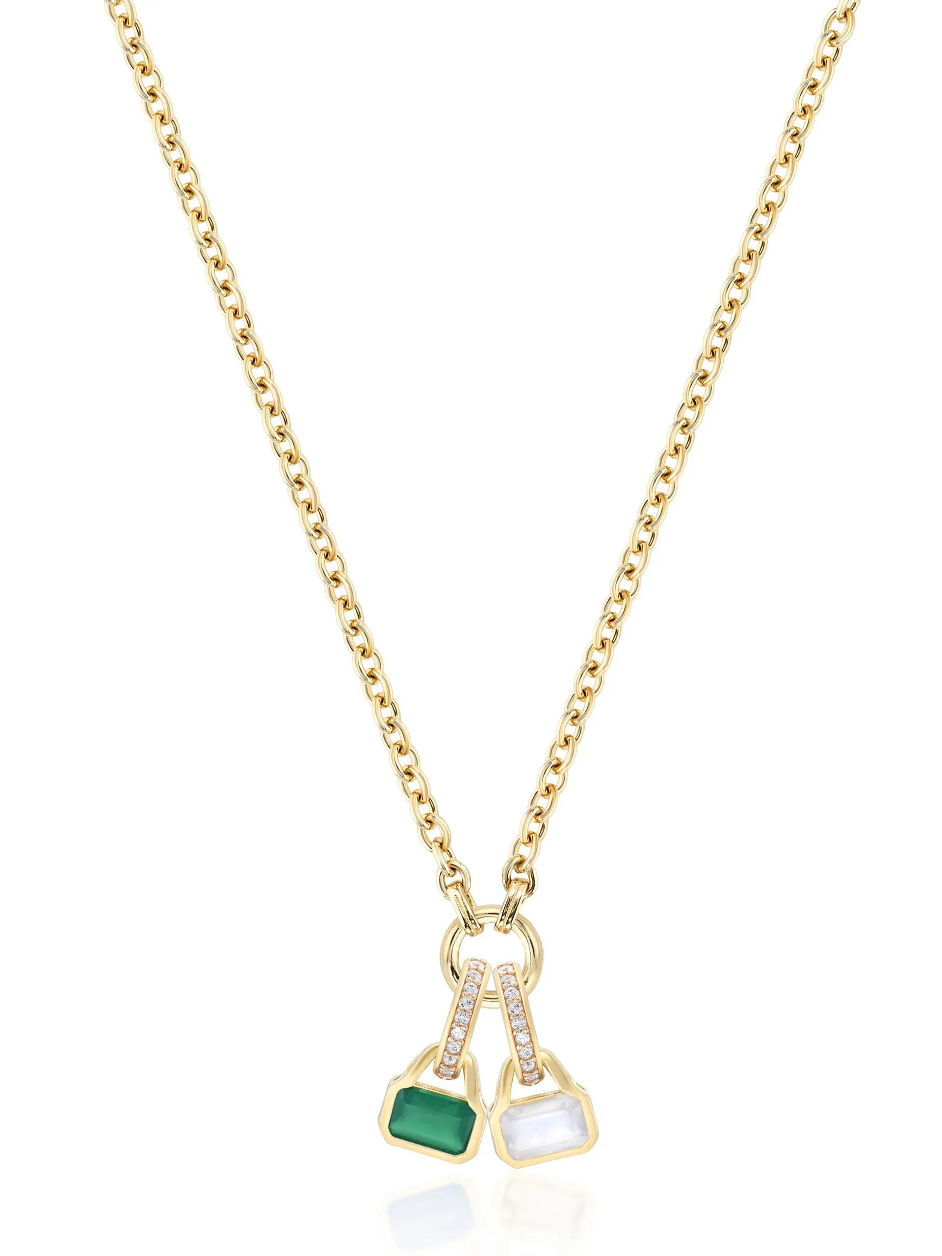Green Agate charm on carrier chain