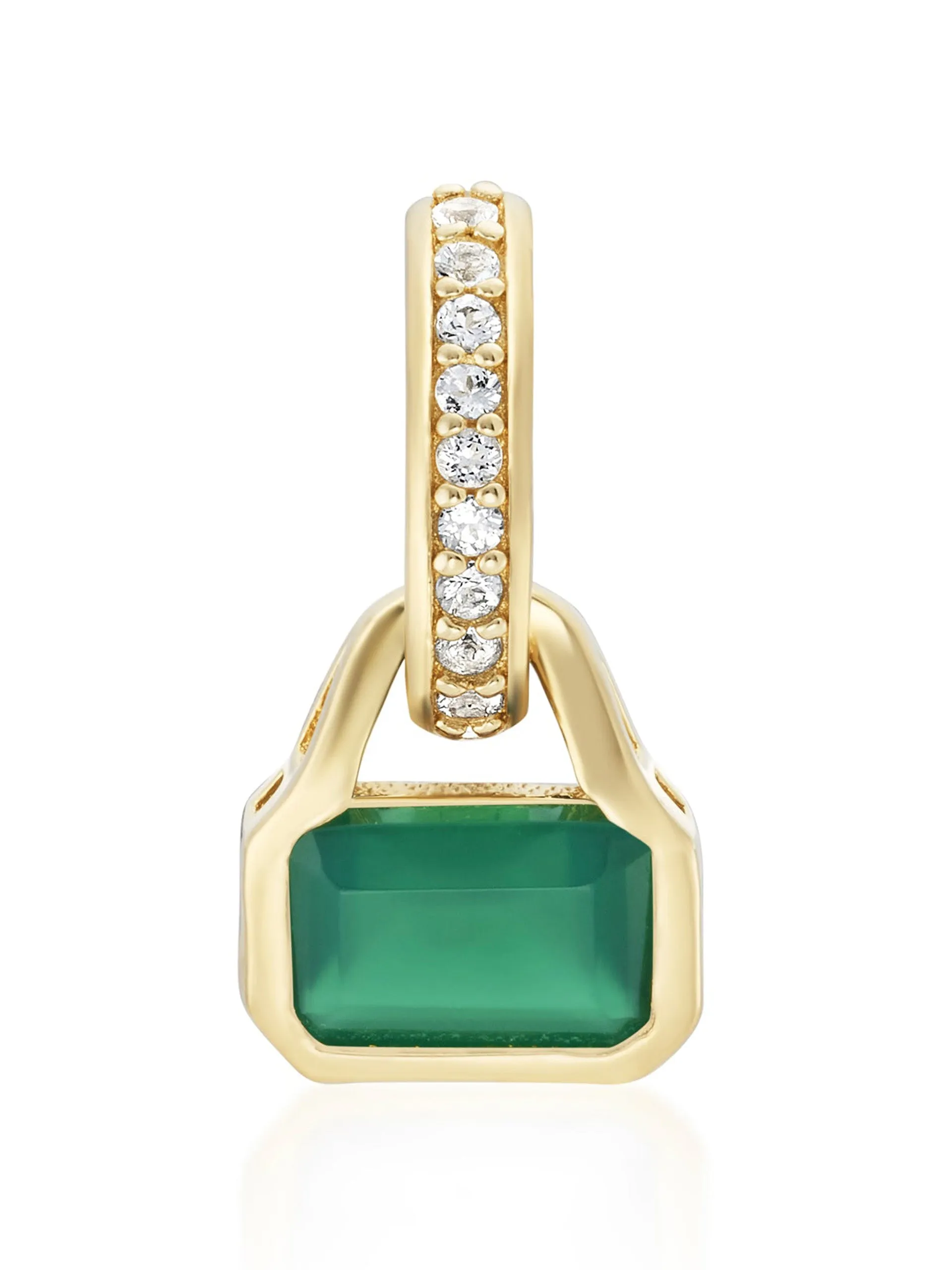 Green Agate charm on carrier chain