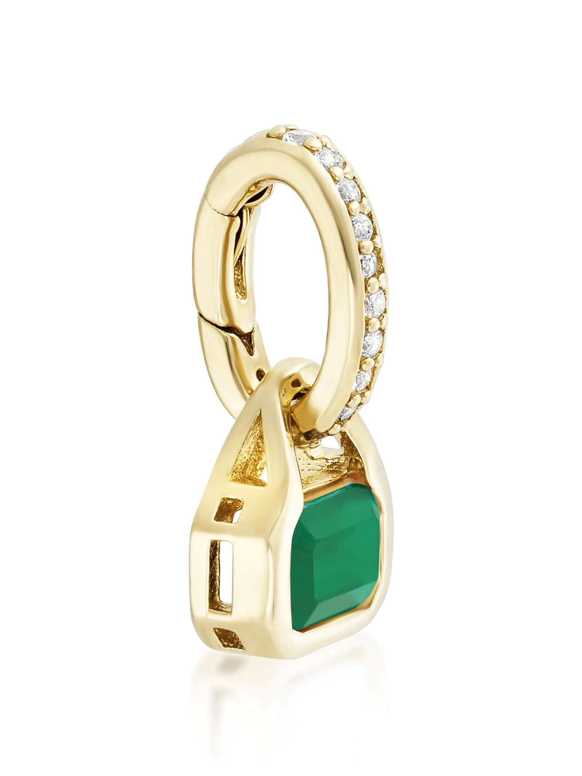 Green Agate charm on carrier chain