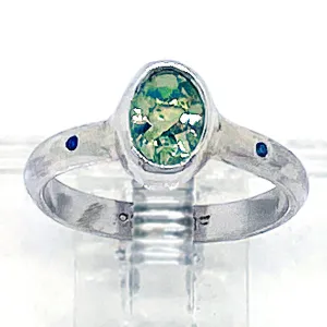 Green Amethyst & Diamond Ring (size 5)
