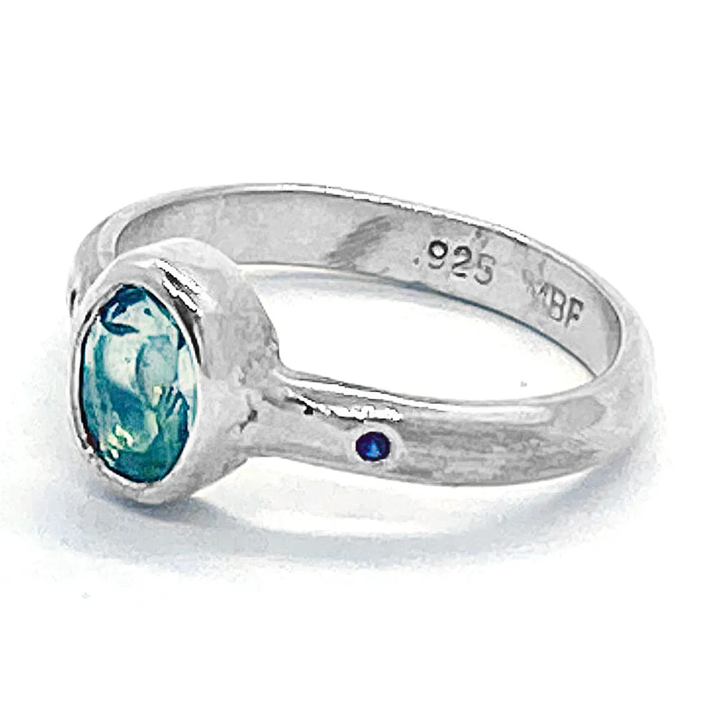 Green Amethyst & Diamond Ring (size 5)