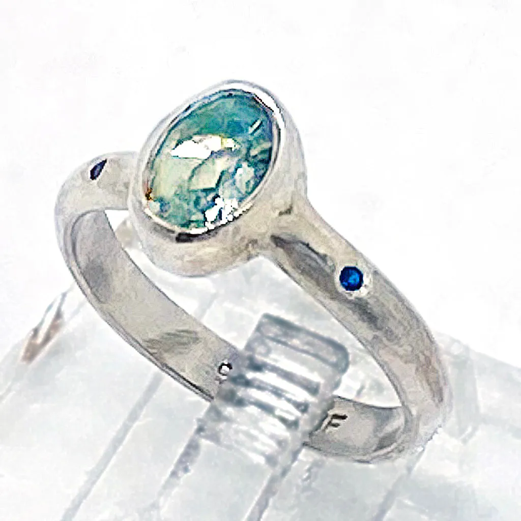 Green Amethyst & Diamond Ring (size 5)