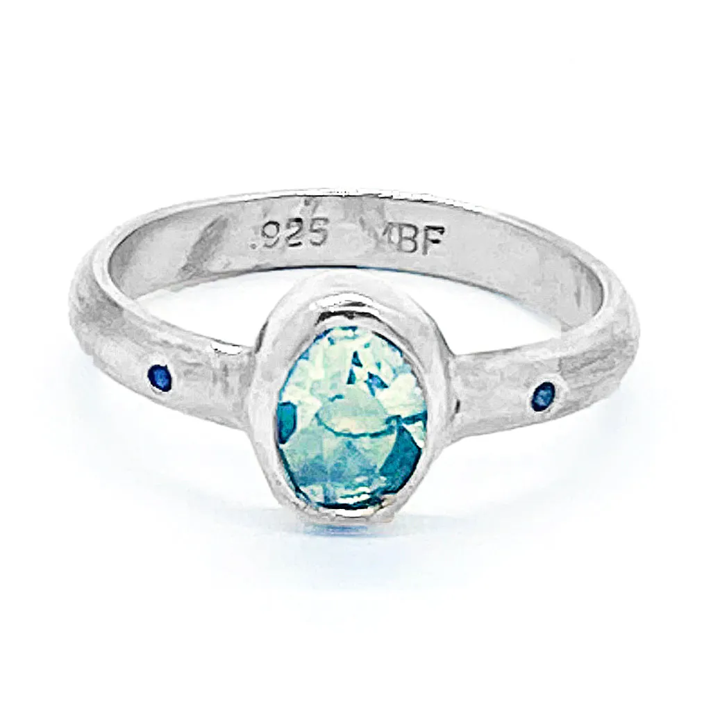 Green Amethyst & Diamond Ring (size 5)