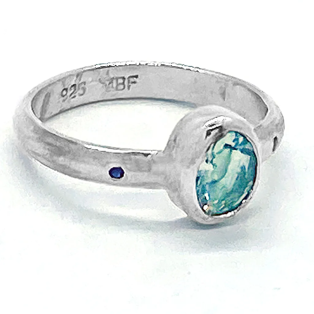 Green Amethyst & Diamond Ring (size 5)