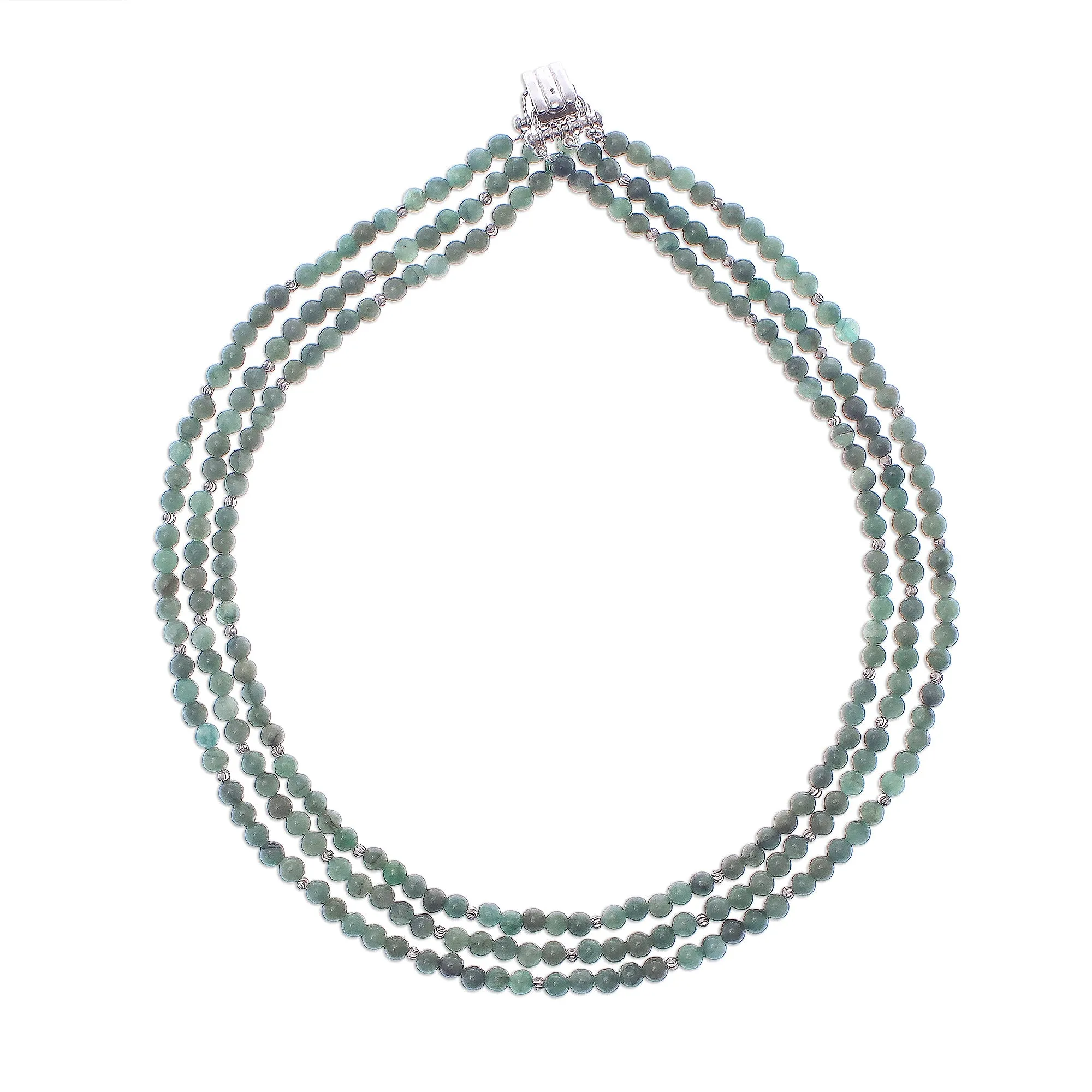 Green Holiday Jade Beaded Strand Necklace from Thailand