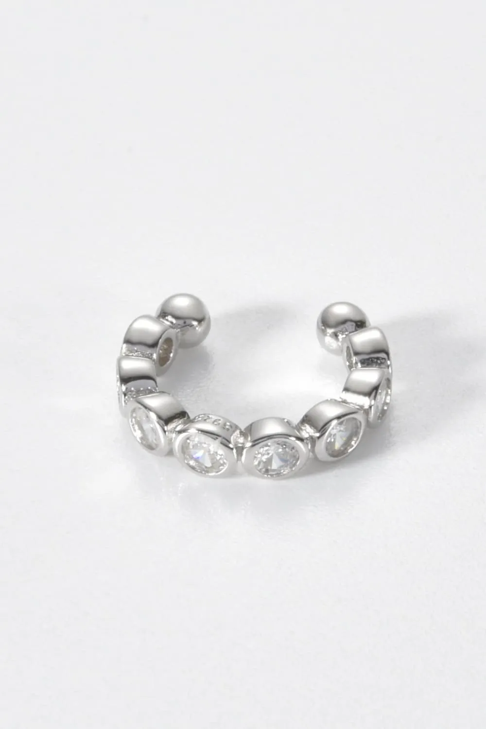 Inlaid Zircon 925 Sterling Silver Single Cuff Earring