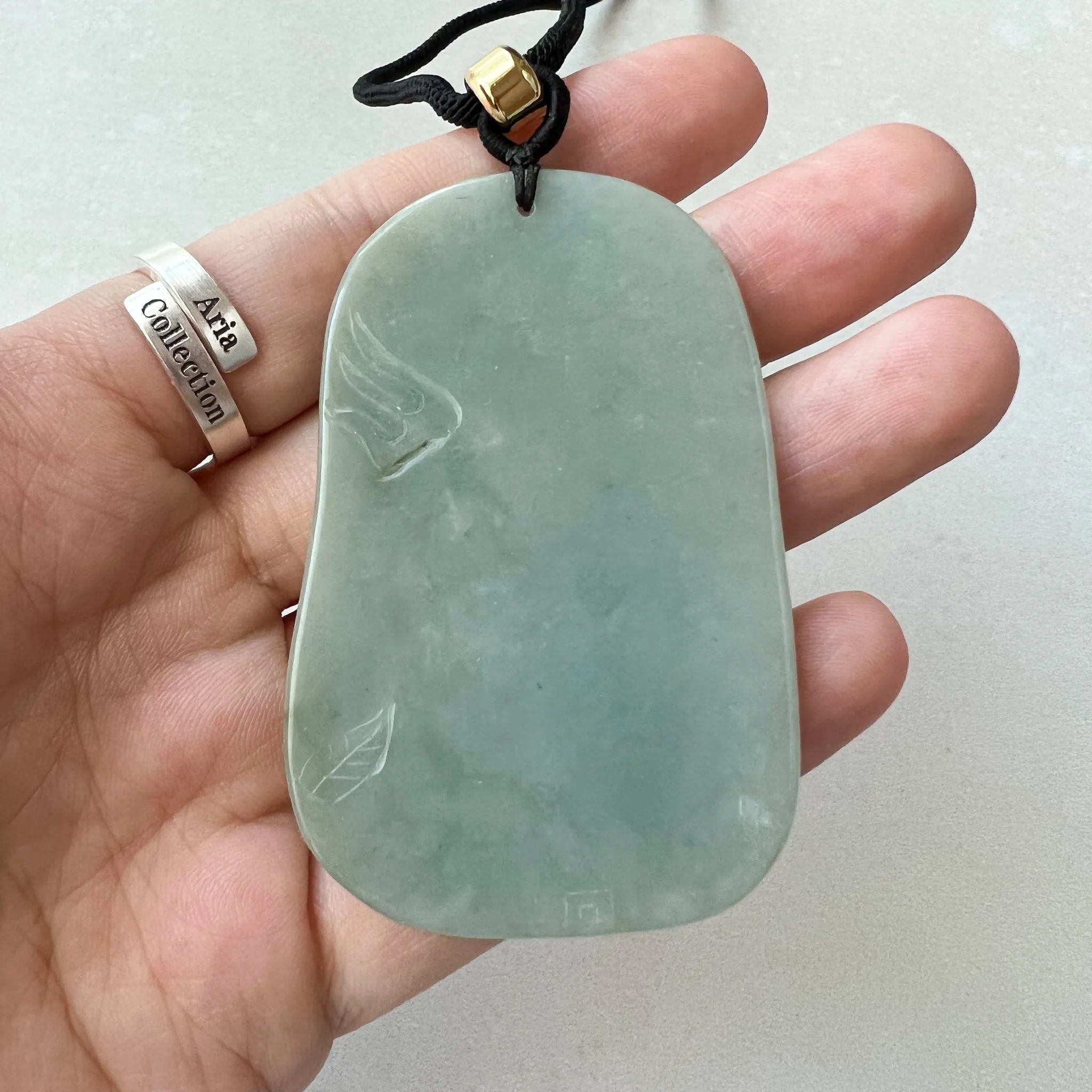 Jadeite Jade Amitabha Buddha Amita Amida and Dragon, Green Carved Pendant Necklace, YJ-0622-0397564