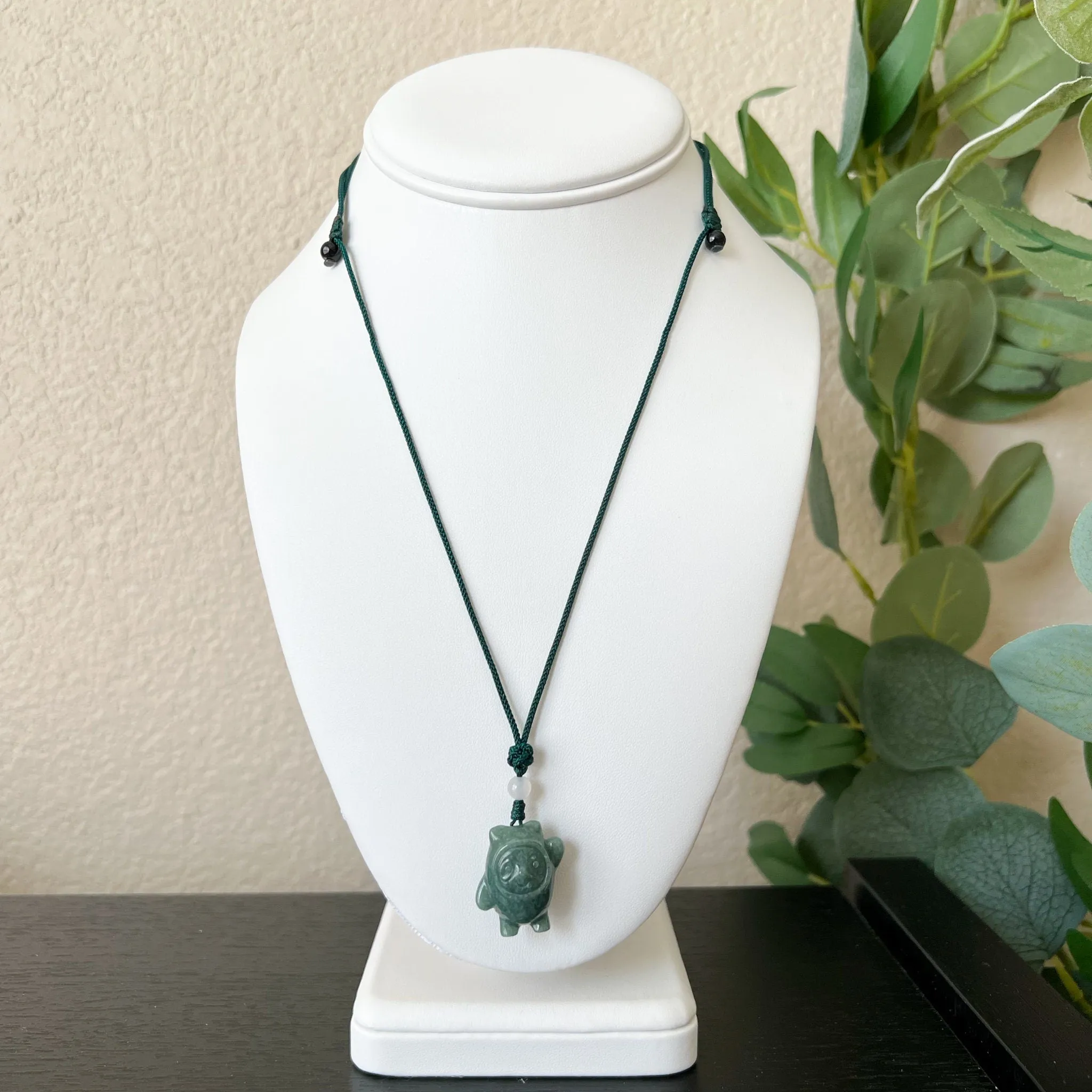 Jadeite Jade Cartoon Panda, Green Jade, Hand Carved Pendant Necklace, SHWQ-0322-1650214607