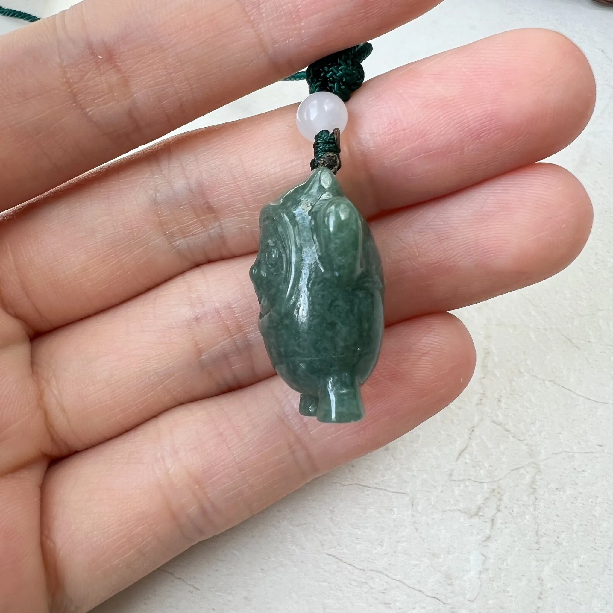 Jadeite Jade Cartoon Panda, Green Jade, Hand Carved Pendant Necklace, SHWQ-0322-1650214607