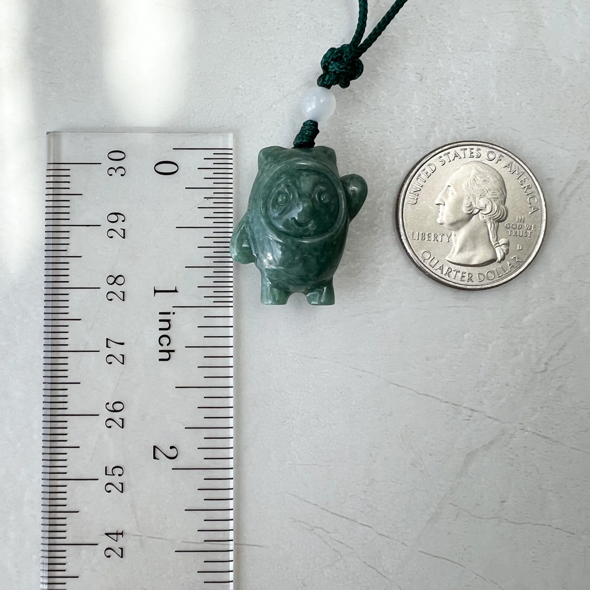 Jadeite Jade Cartoon Panda, Green Jade, Hand Carved Pendant Necklace, SHWQ-0322-1650214607