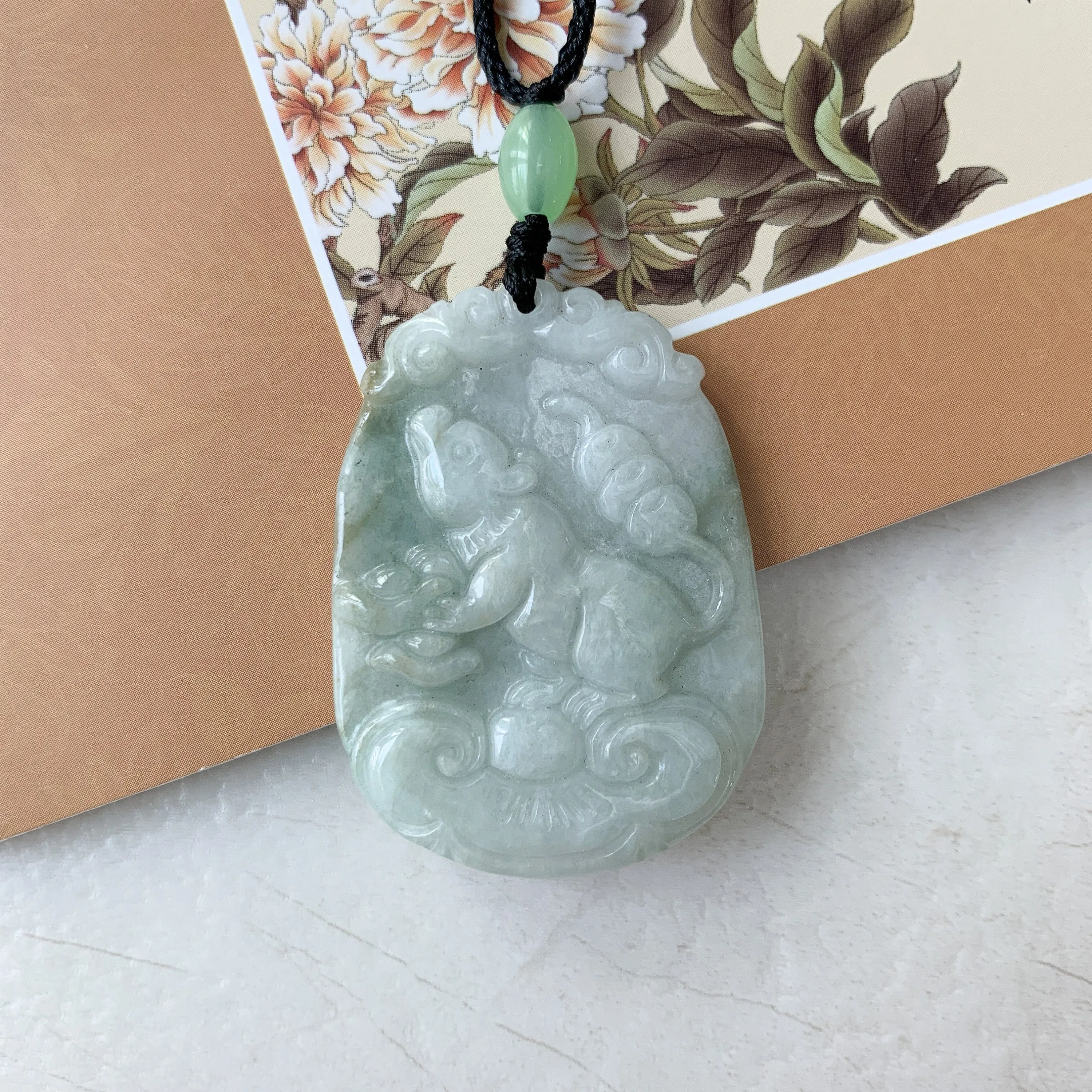 Jadeite Jade Rat Mouse Chinese Zodiac Carved Pendant Necklace, YW-0321-1646804616