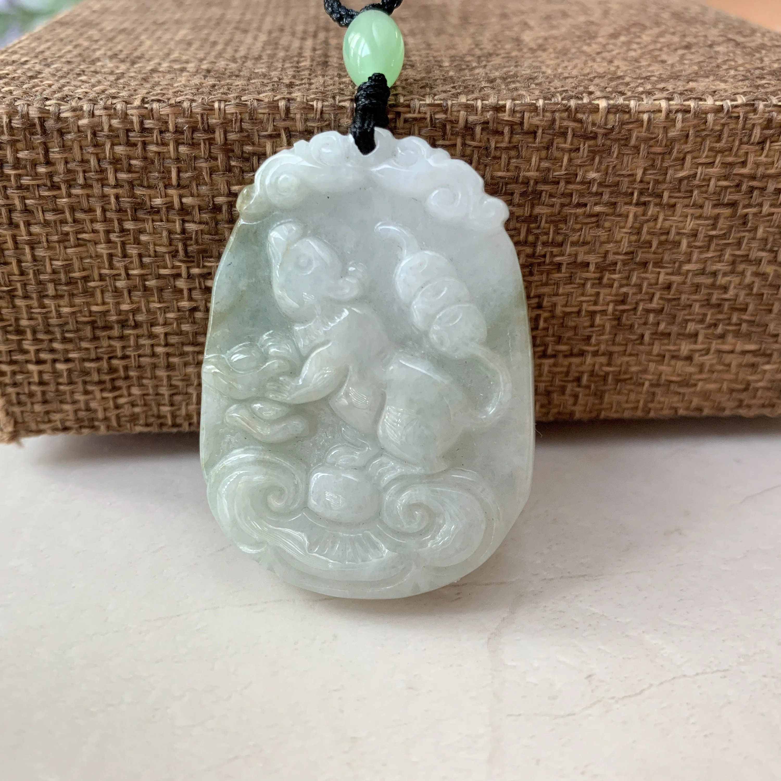Jadeite Jade Rat Mouse Chinese Zodiac Carved Pendant Necklace, YW-0321-1646804616