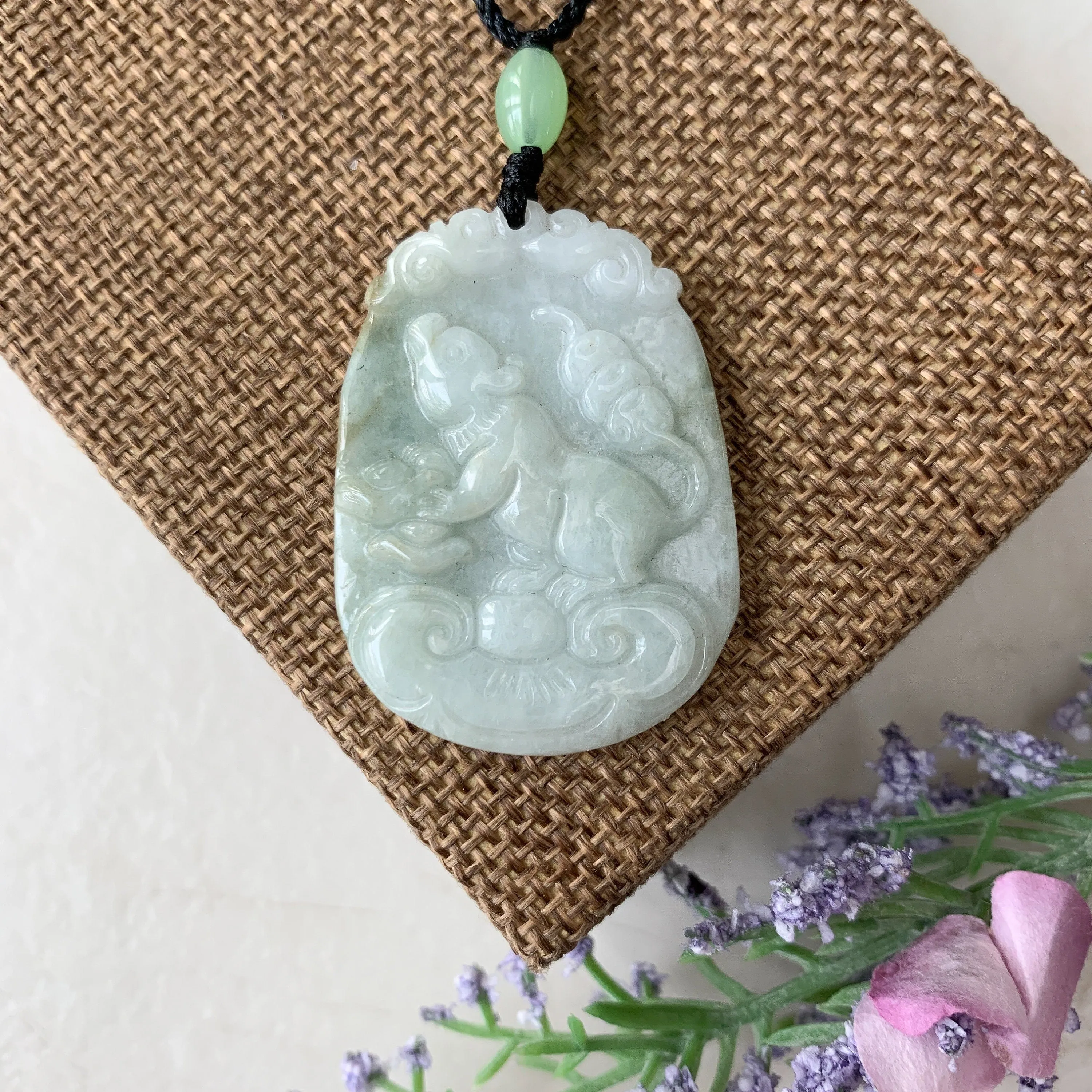 Jadeite Jade Rat Mouse Chinese Zodiac Carved Pendant Necklace, YW-0321-1646804616