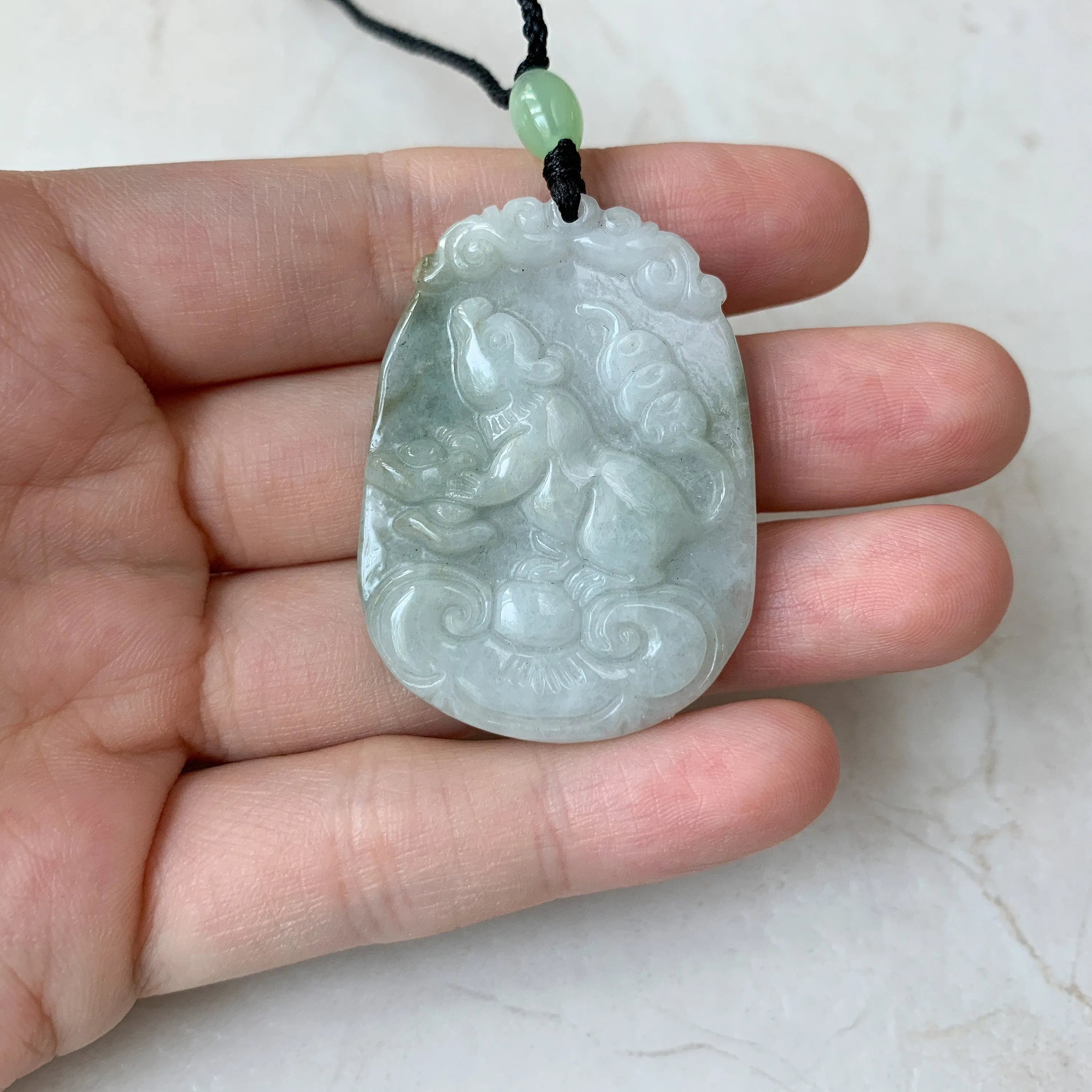 Jadeite Jade Rat Mouse Chinese Zodiac Carved Pendant Necklace, YW-0321-1646804616