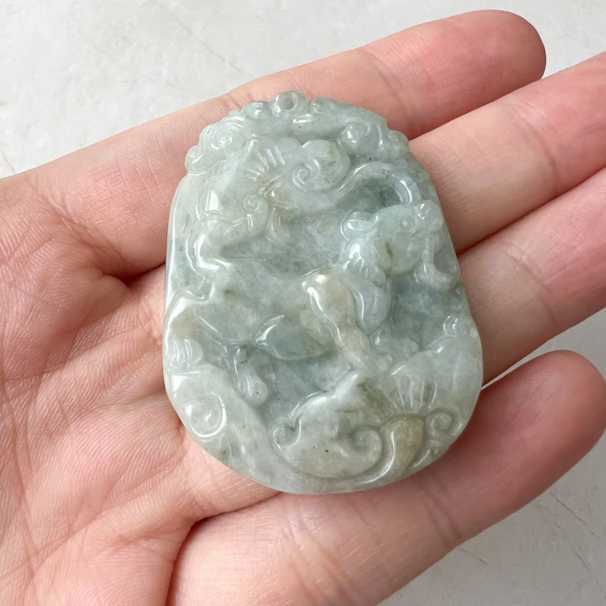Jadeite Jade Rat Mouse Chinese Zodiac Carved Pendant Necklace, YW-0321-1647728114