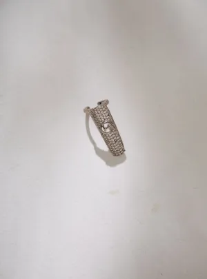 Jewelled Monogram Fingertip Ring in Silver