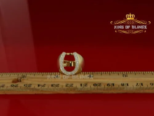 King Of Bling's 925 Sterling Yellow Silver Cubic Zirconia 0.26ct Horsehoe Womens Ring Size 7