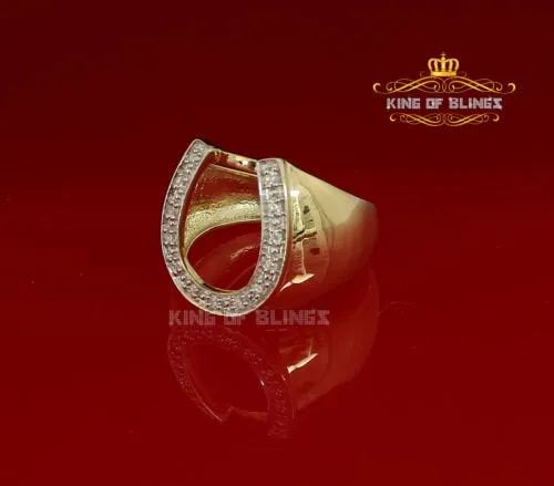 King Of Bling's 925 Sterling Yellow Silver Cubic Zirconia 0.26ct Horsehoe Womens Ring Size 7